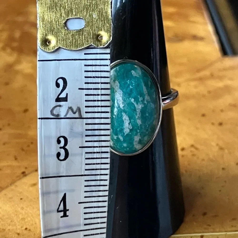 Natural Amazonite Sterling Silver Ring Size 7